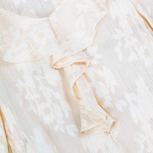 Semi-Sheer Light Nude Ruffle Blouse
