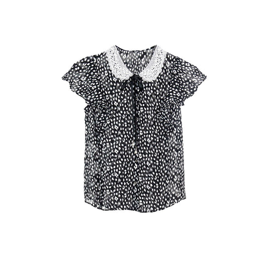 Semi-Sheer Black Button-Down Blouse