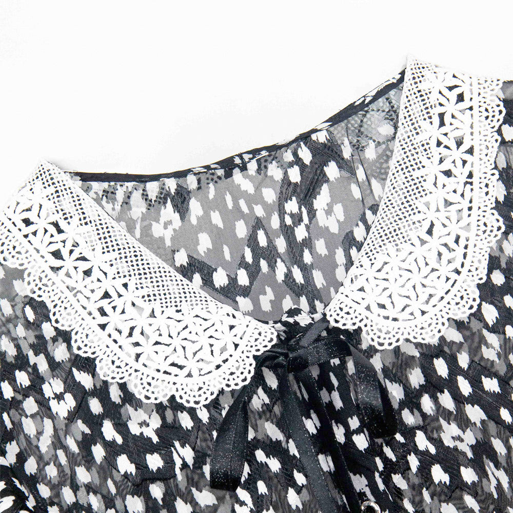 Semi-Sheer Black Button-Down Blouse