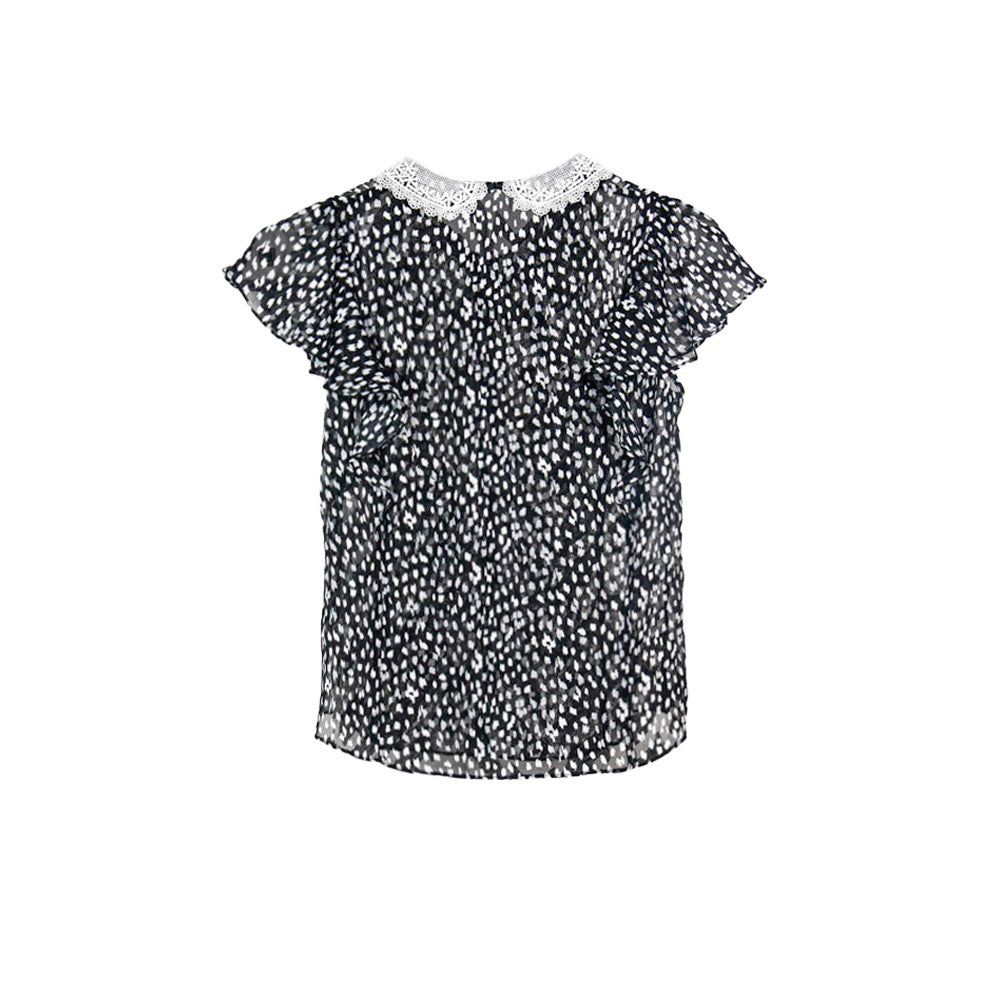 Semi-Sheer Black Button-Down Blouse