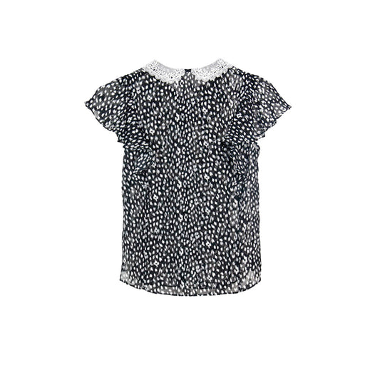 Semi-Sheer Black Button-Down Blouse