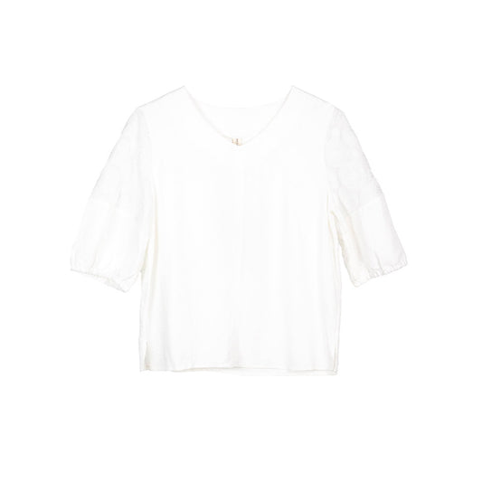 White V-Neck Lace-Detail Blouse