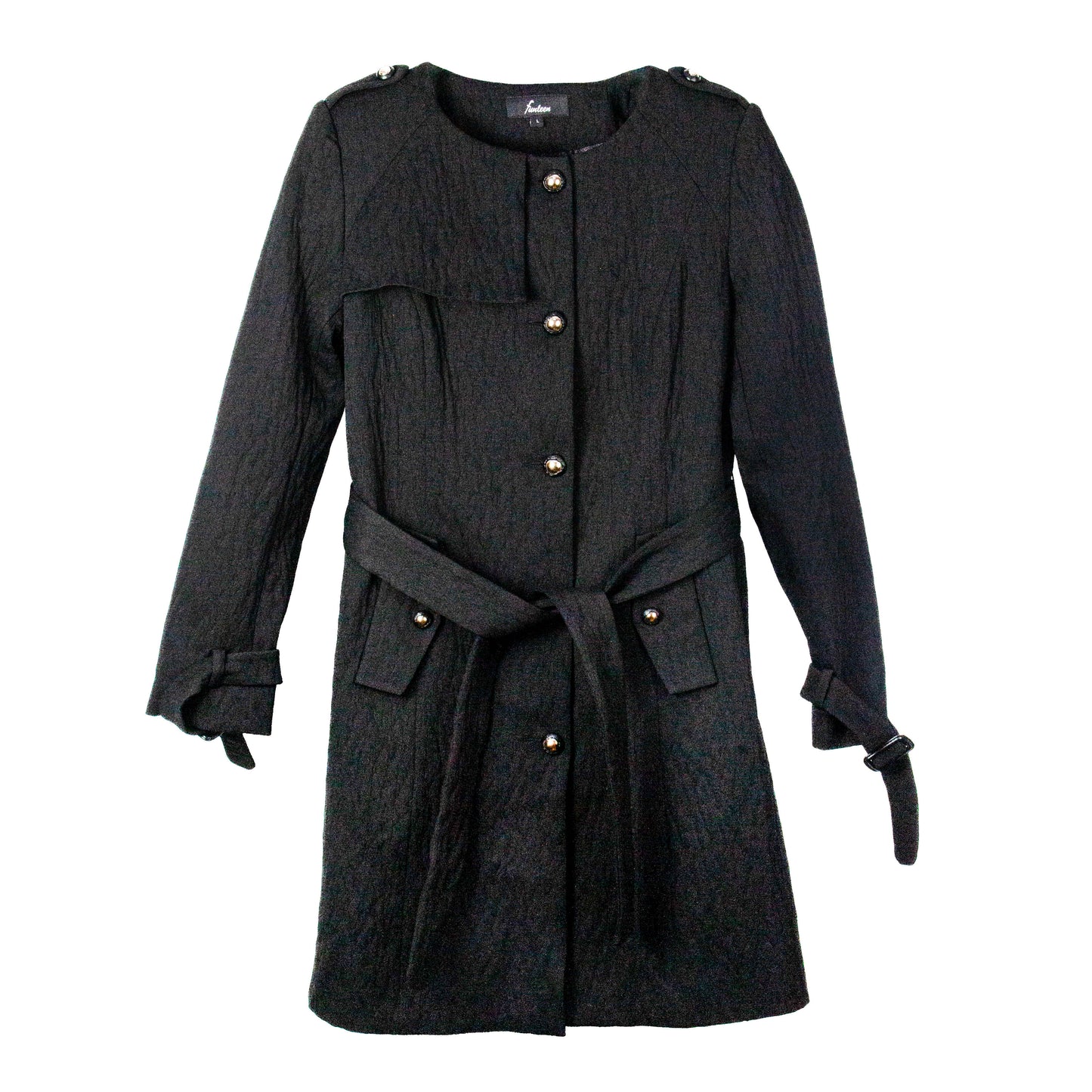 Raven Belted Button Coat