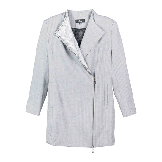 Grey Collared & Zippered Coat