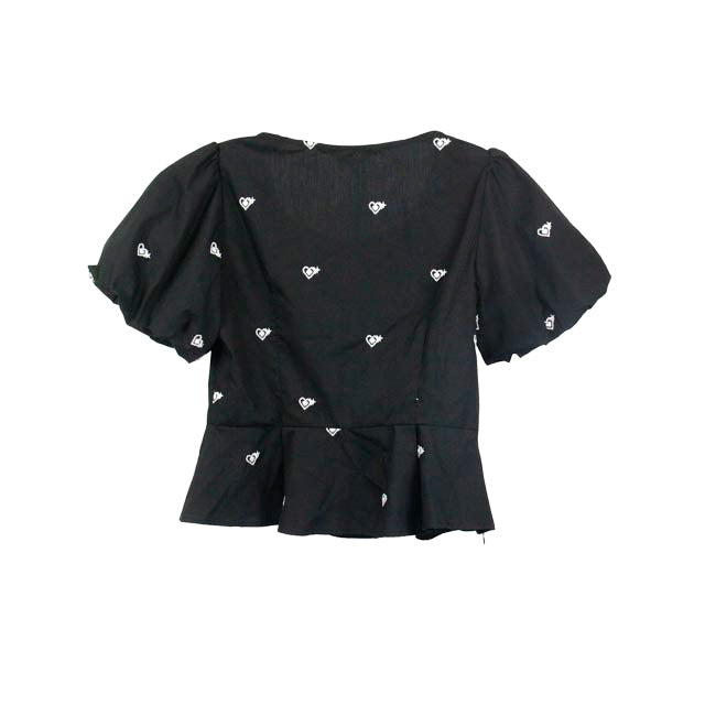 Heart Embroidered Peplum Top