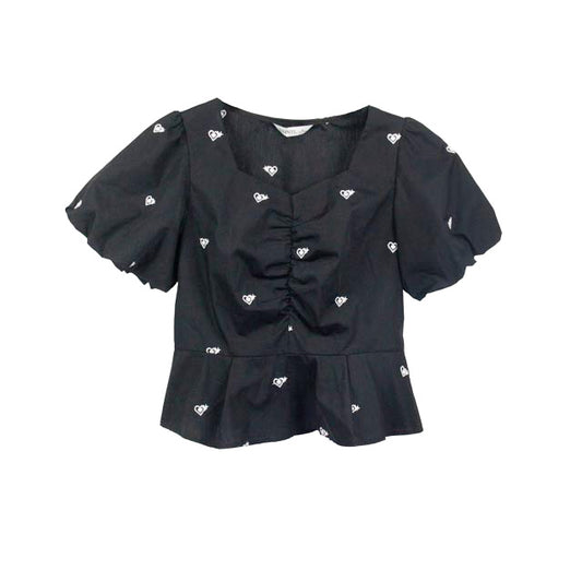 Heart Embroidered Peplum Top