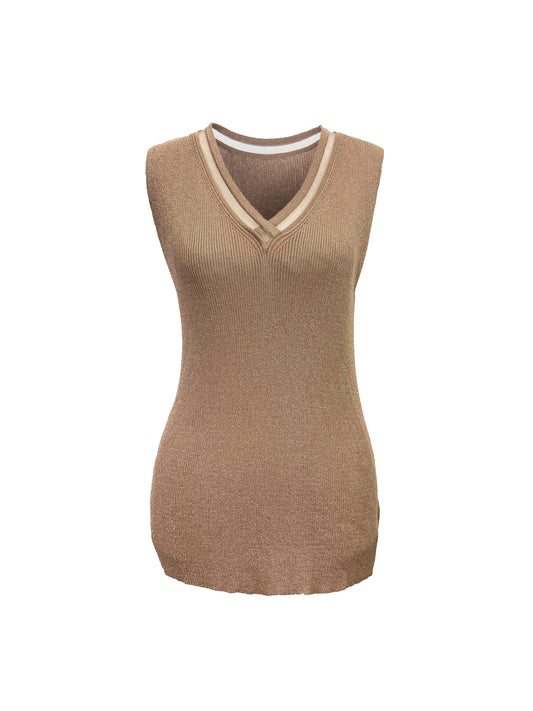 Caramel V-neck Top