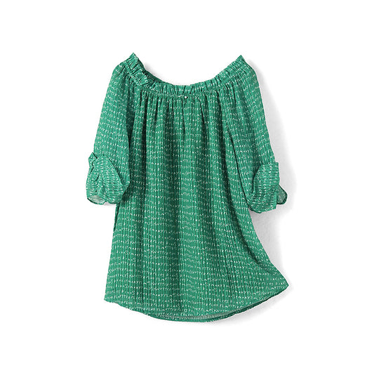 Verdant Breeze Semi Off-Shoulder Blouse