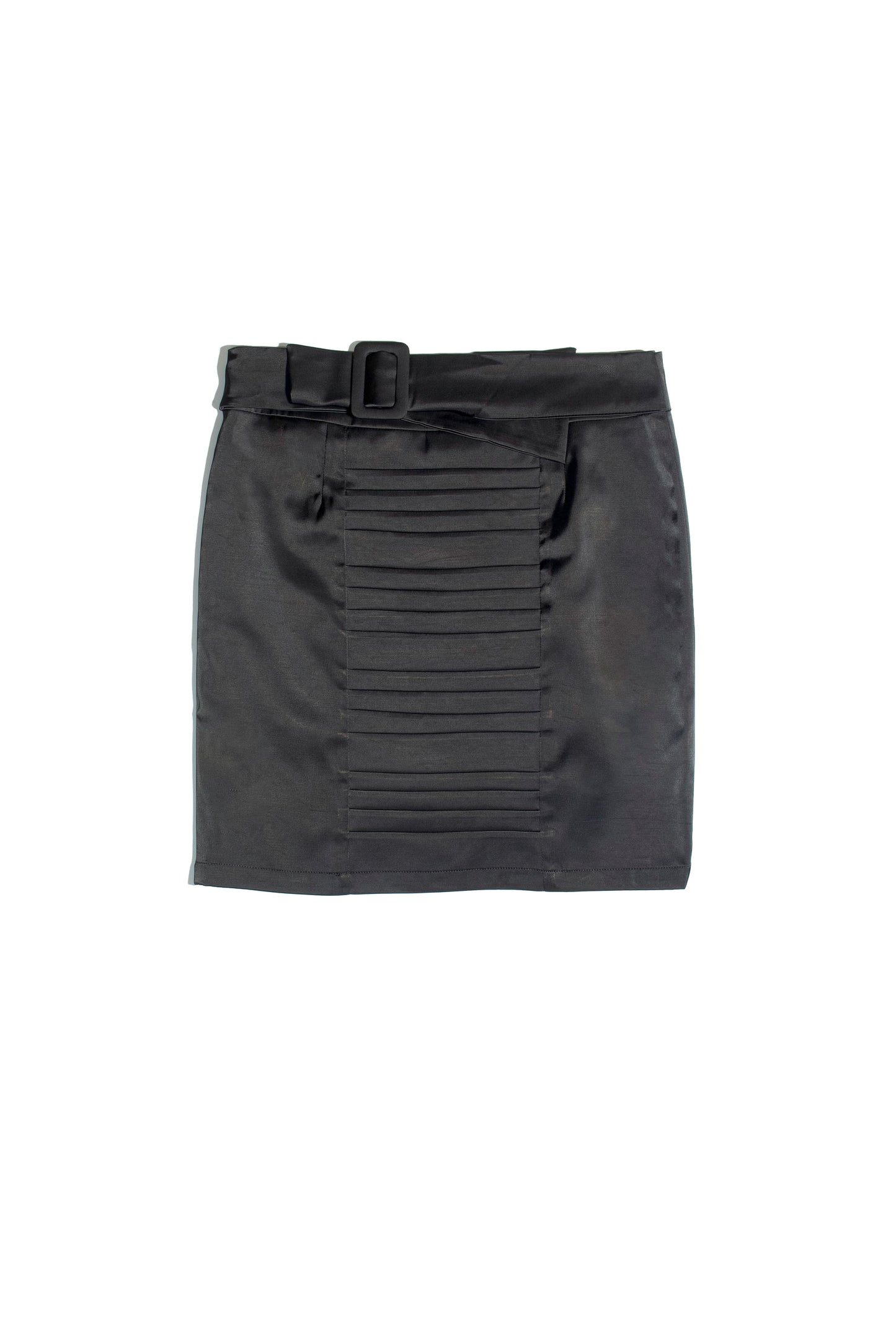 Pleated Belted Pencil Skirt