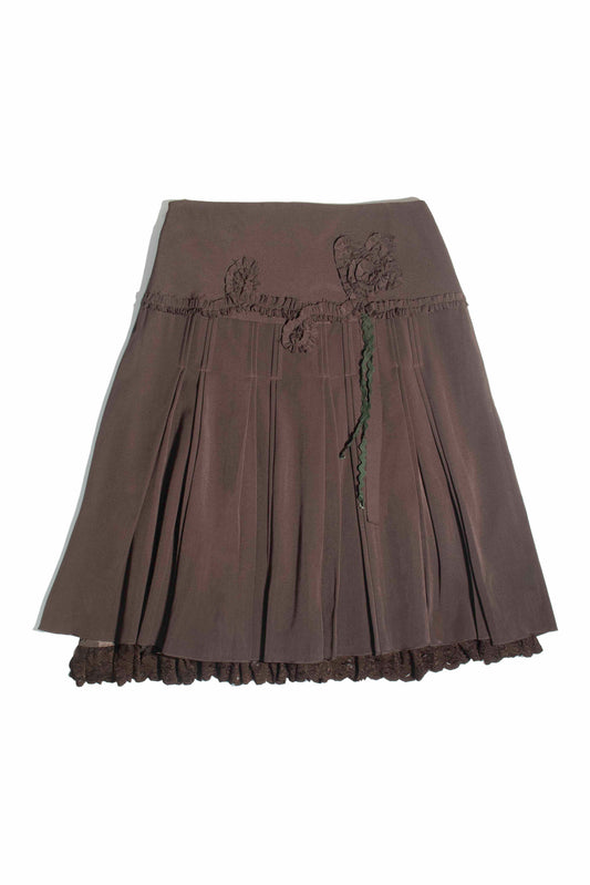 Rosette Ruffle Pleated Skirt