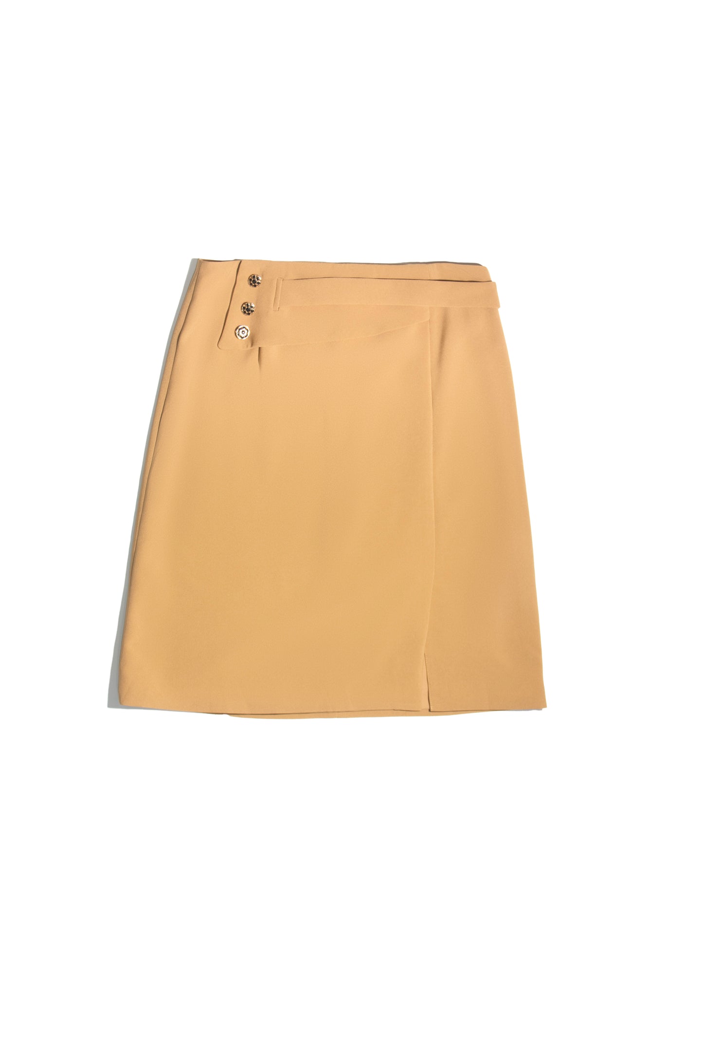 Gold-Button Waistband Skirt