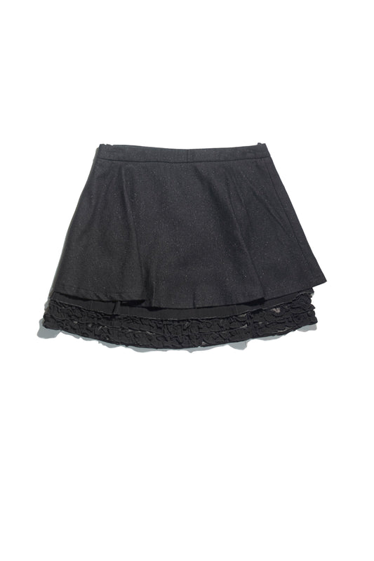 Textured Overlay Black Mini Skirt