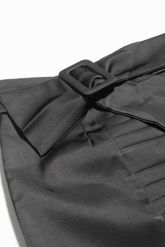 Pleated Belted Pencil Skirt