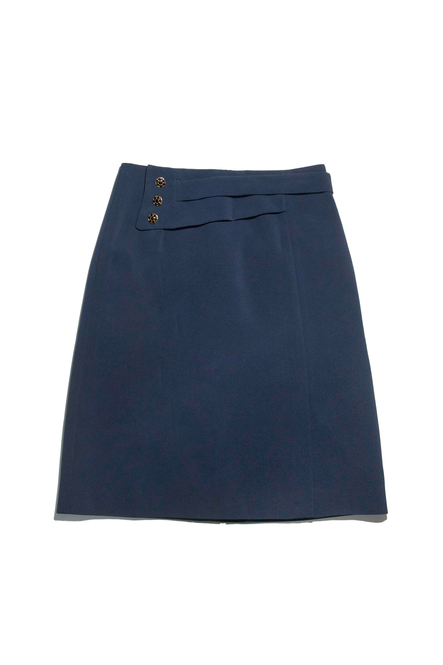 Gold-Button Waistband Skirt