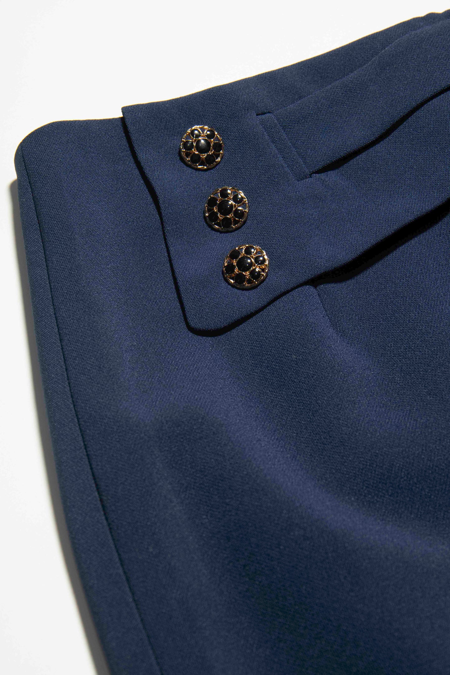 Gold-Button Waistband Skirt