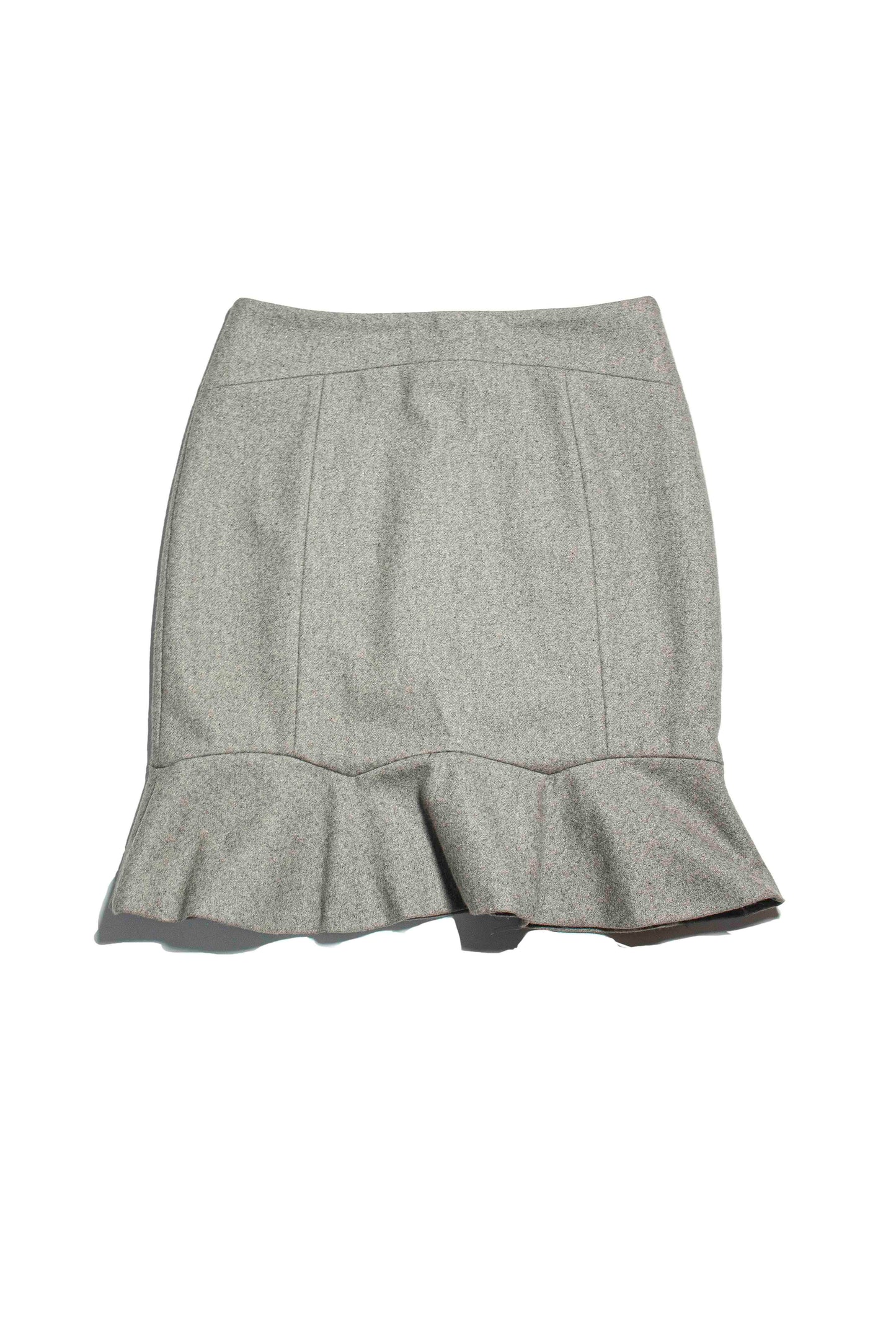 Structured Ruffle Hem Wool-Like Skirt