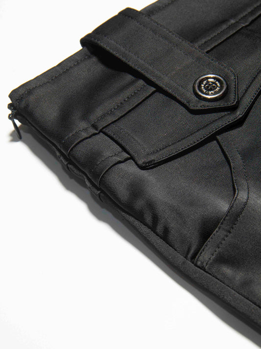 Structured Button-Tab Mini Skirt