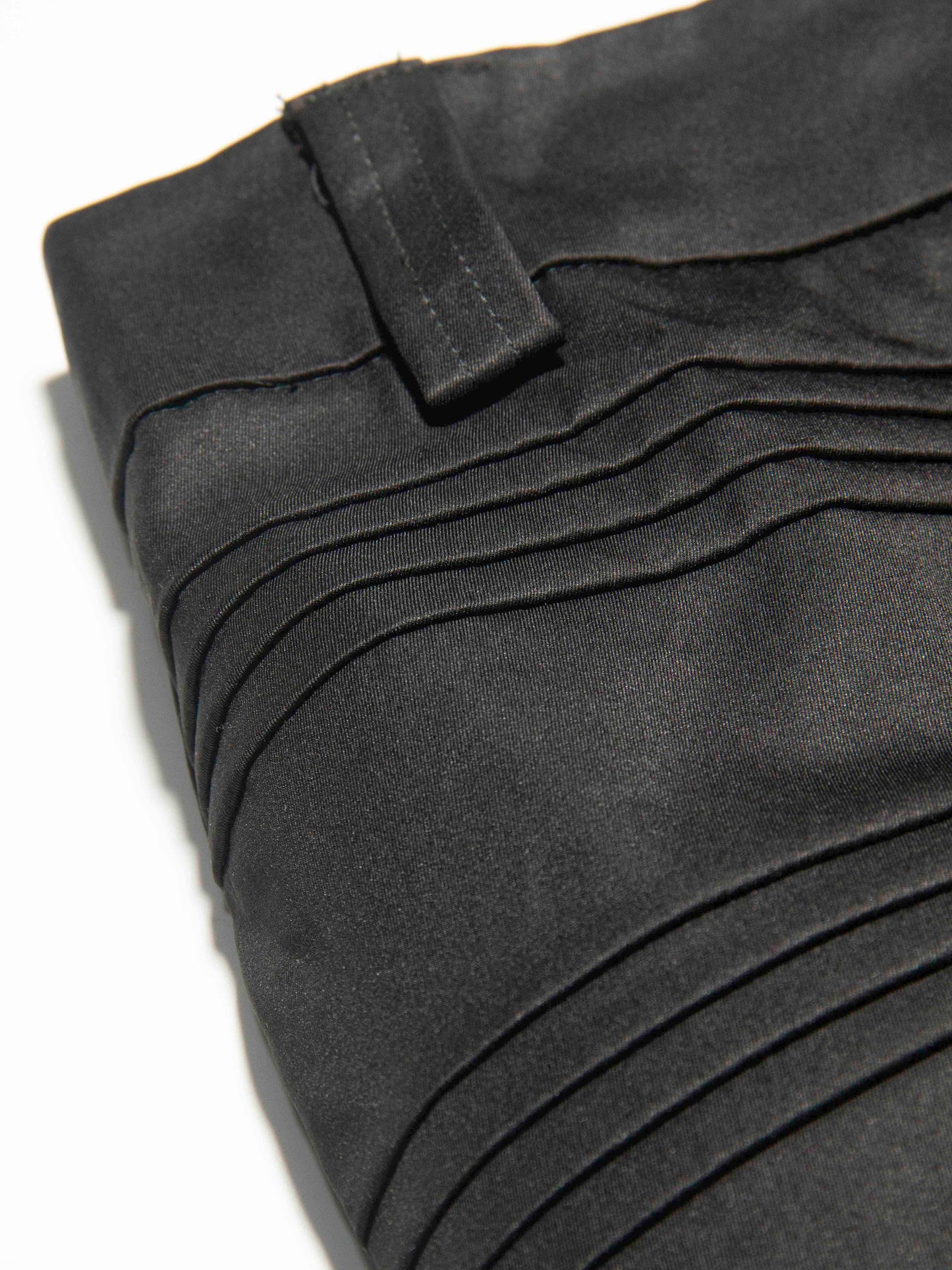 Structured Pleat Detail Black Skirt