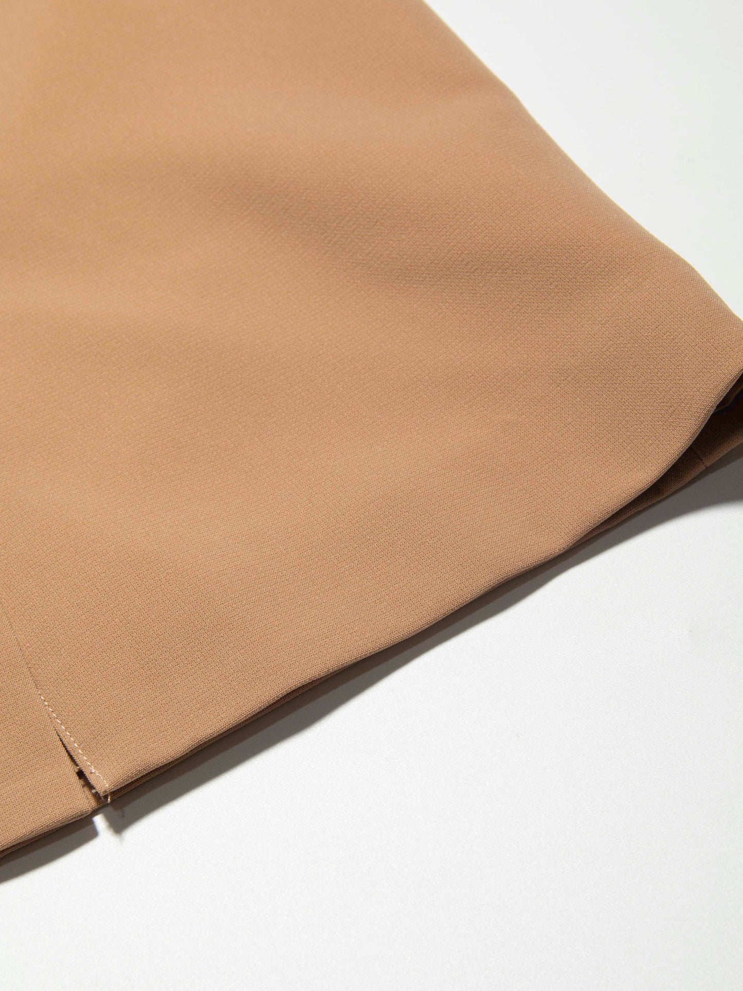 Beige Overlap Skirt with Gold Square Buttons