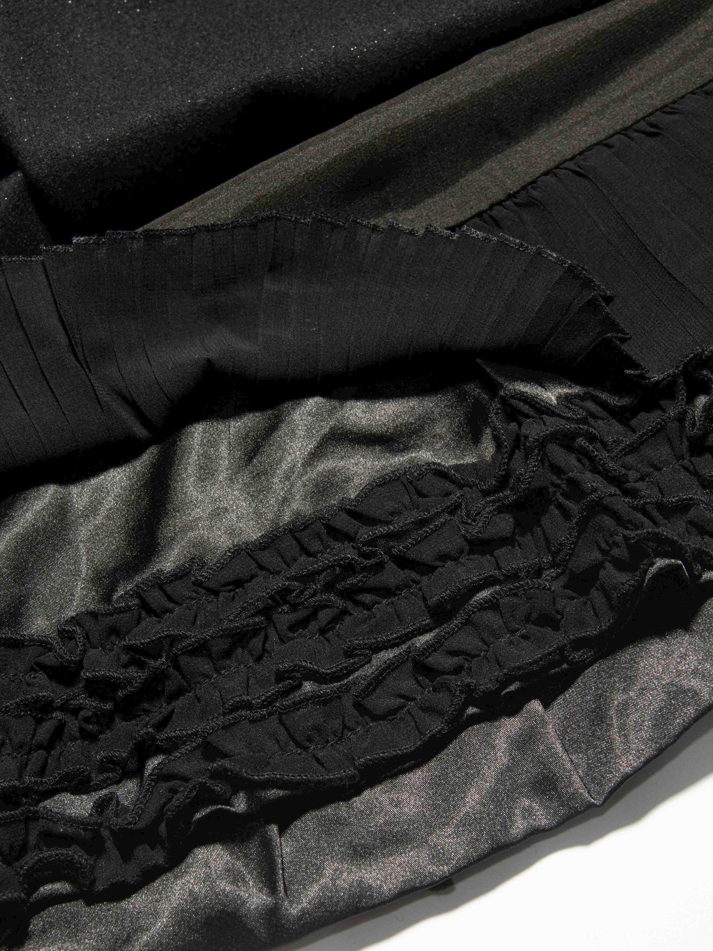 Textured Overlay Black Mini Skirt