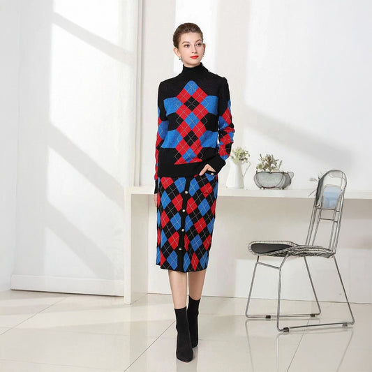 Bold Checkered Knitted Coordinates
