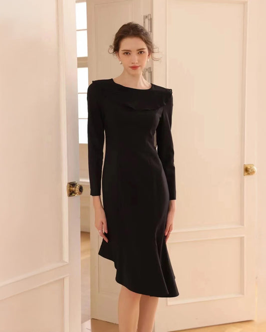 Luxe Drape Black Dress