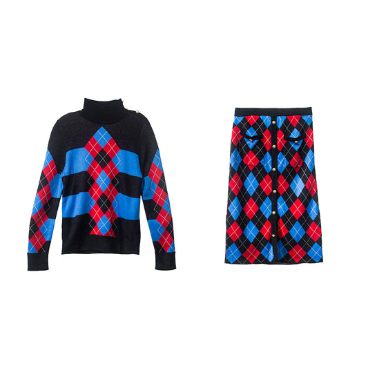 Bold Checkered Knitted Coordinates