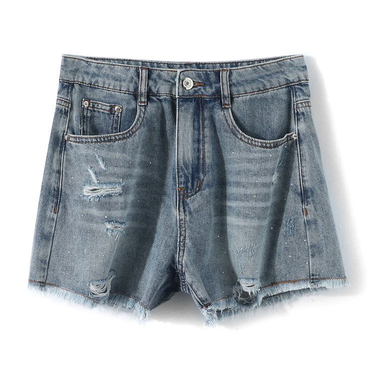 Distressed Denim Charm Shorts